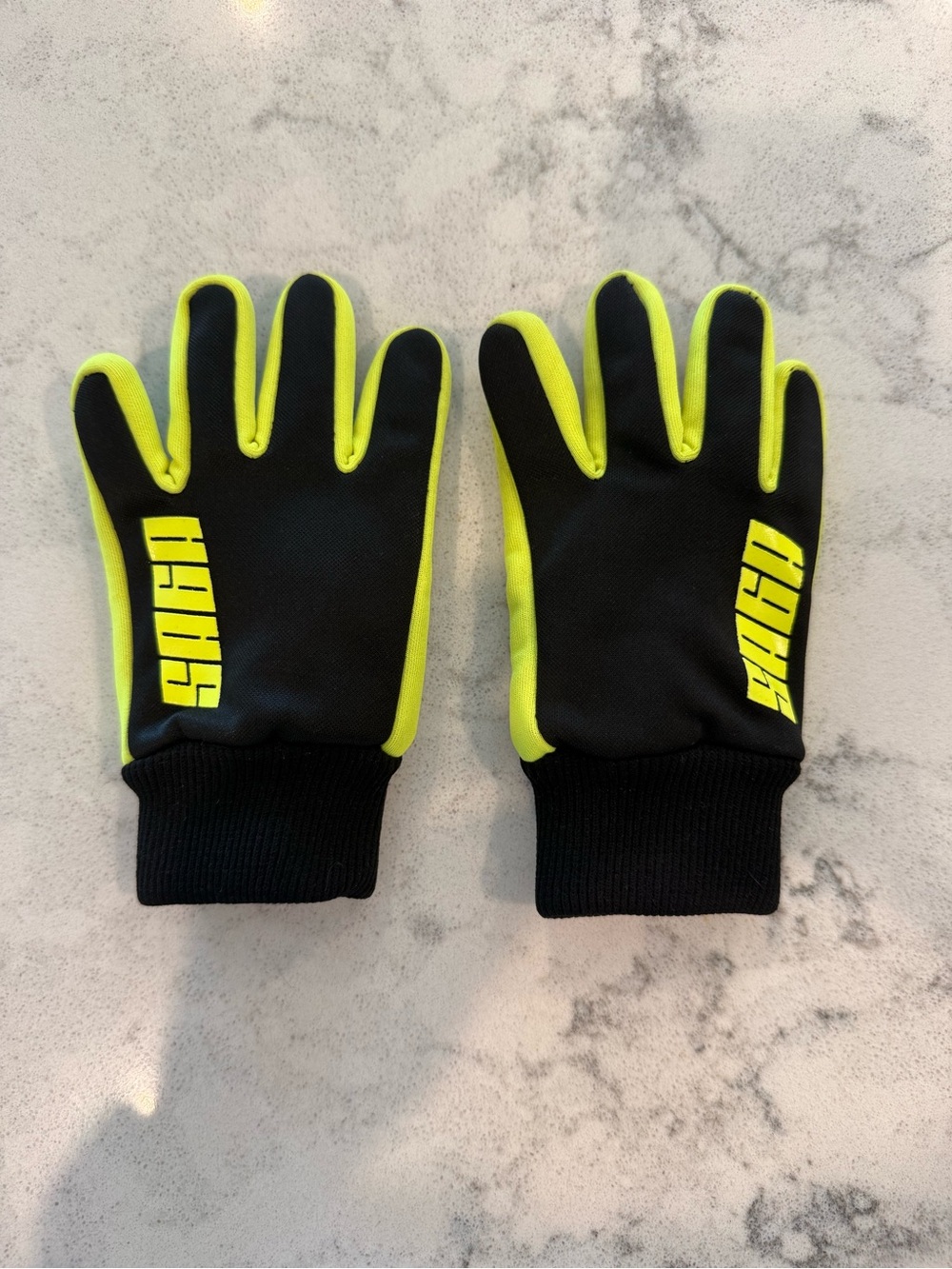 High-Visibility Black & Neon Yellow Kids Sports Gloves